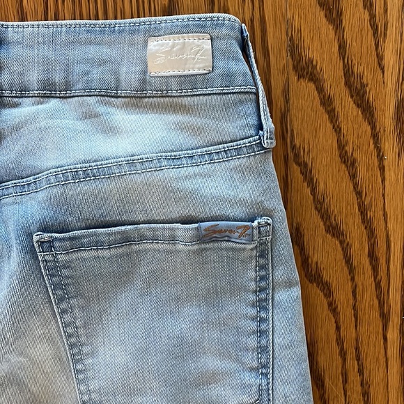 Seven jeans high rise slim straight, light wash, mild distressing - Picture 5 of 6